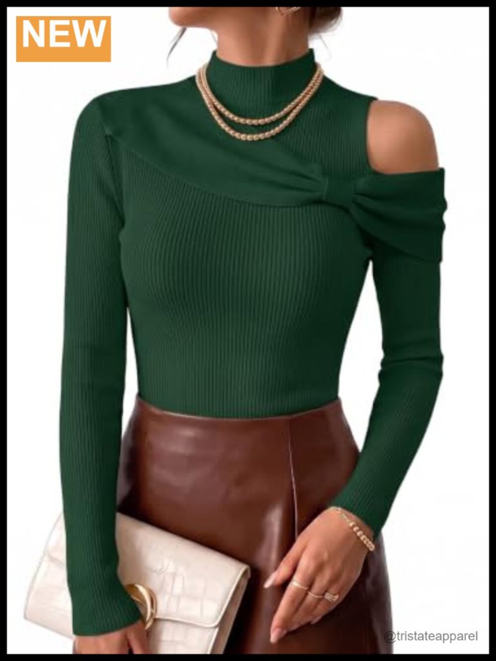 Womens Ribbed Knit Cutout Off Shoulder Sweater Bow Long Sleeve Pullover